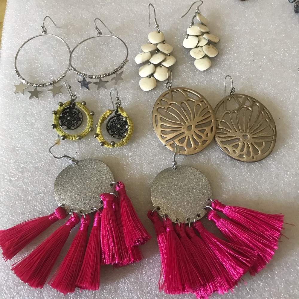 Boho Pink Tassel Dangle Earrings - Women Jewelry
